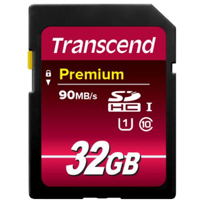 Transcend 32GB SDHC Class 10 UHS-I, 32 GB, SDHC, Klasse 10, NAND, 90 MB/s, Class 1 (U1)