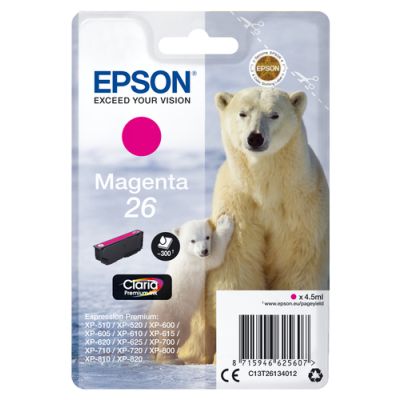 Epson Polar bear Singlepack Magenta 26 Claria Premium Ink, Normaal rendement, Inkt op pigmentbasis,