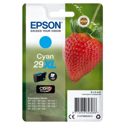 Epson Strawberry Singlepack Cyan 29XL Claria Home Ink, Hoog (XL) rendement, 6,4 ml, 450 pagina's, 1
