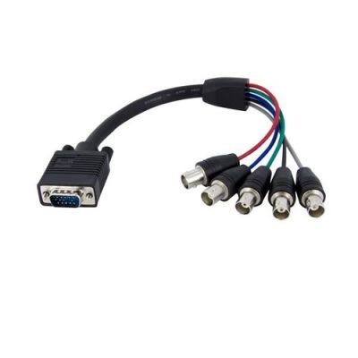 StarTech.com 30 cm Coax HD15 VGA-naar-5 BNC RGBHV-monitorkabel M/F, 0,3 m, VGA (D-Sub), 5 x BNC, Man