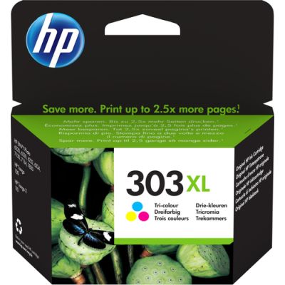 HP 303XL originele high-capacity drie-kleuren inktcartridge, Hoog (XL) rendement, Pigmentgebaseerde