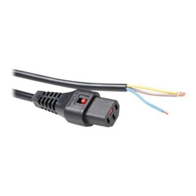 IEC Lock 230V aansluitkabel C13 lockable - open end zwart 3,00 m