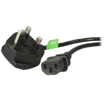 StarTech.com 1m UK Computer Stroomkabel, BS 1363 naar C13, 18AWG, 10A 250V, Zwart, AC Vervangkabel,
