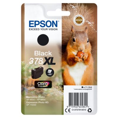 Epson Squirrel Singlepack Black 378XL Claria Photo HD Ink, Hoog (XL) rendement, Inkt op pigmentbasis