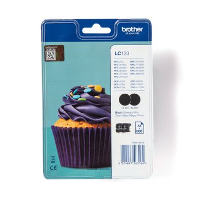 Brother LC123BKBP2, 600 pagina's, 2 stuk(s), Duo-verpakking