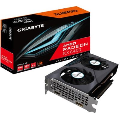 Gigabyte Radeon RX 6400 EAGLE 4G, Radeon RX 6400, 4 GB, GDDR6, 64 Bit, 7680 x 4320 Pixels, PCI Expre