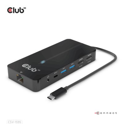 CLUB3D Type-C 7-in-1 hub met 2x HDMI, 2x USB Gen1 Type-A, 1x RJ45, 1x 3.5mm Audio,1x USB Gen1 Type-C