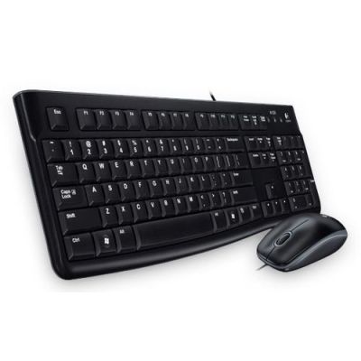 Logitech Desktop MK120, Volledige grootte (100%), Bedraad, USB, Zwart, Inclusief muis