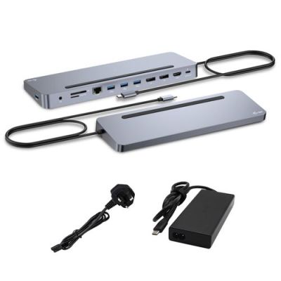 i-tec USB-C Metal Ergonomic 3x 4K Display Docking Station with Power Delivery 100 W + Universal Char