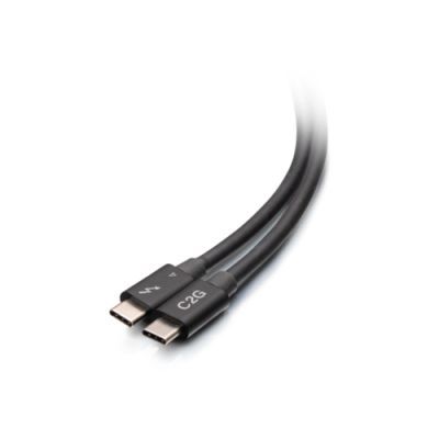 C2G 0,5 m Thunderbolt™ 4 USB-C®-kabel (40 Gbps), USB C, USB C, 0,5 m, Zwart, Nikkel, 40 Gbit/s