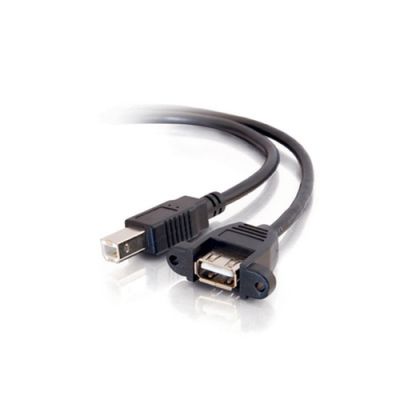 C2G 3ft USB 2.0 A Female to B Male Panel Mount Cable, 0,9 m, USB A, USB B, Mannelijk/Vrouwelijk, Zwa