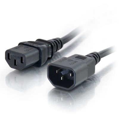 C2G 0,5 m 18 AWG voeding-verlengkabel (IEC320C13 naar IEC320C14), 0,5 m, C13 stekker, C14 stekker, 250 V, 10 A