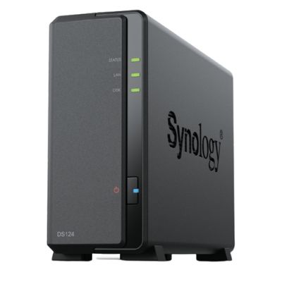 Synology DiskStation DS124, NAS, Desktop, Realtek, RTD1619B, Zwart