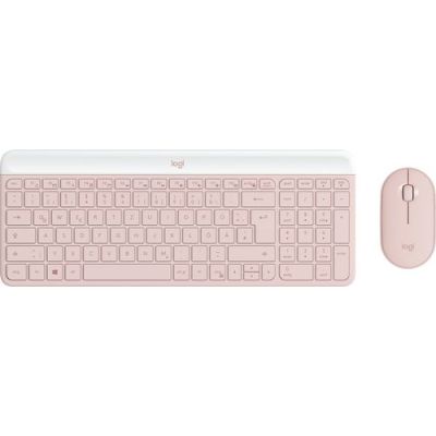 Logitech MK470 Slim Combo, Mini, RF Draadloos, QWERTZ, Roze, Inclusief muis