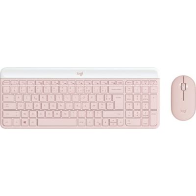 Logitech MK470 Slim Combo, Mini, RF Draadloos, AZERTY, Roze, Inclusief muis