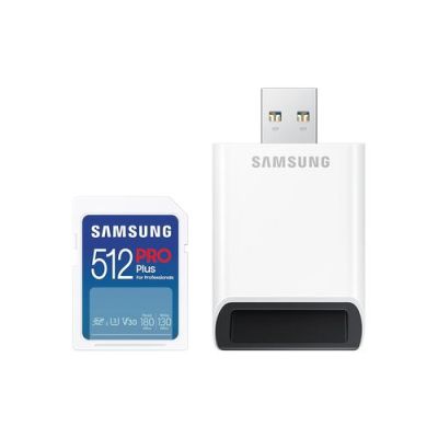 Samsung PRO Plus MB-SD512SB/WW, 512 GB, SDXC, UHS-I, 180 MB/s, 130 MB/s, Class 3 (U3)
