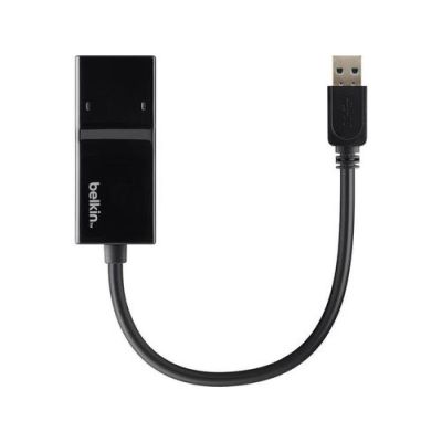 Belkin USB 3.0 / Gigabit Ethernet, Bedraad, USB, Ethernet, Zwart