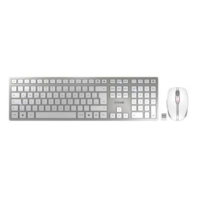 CHERRY DW 9100 SLIM, RF-draadloos + Bluetooth, QWERTZ, Zilver, Inclusief muis