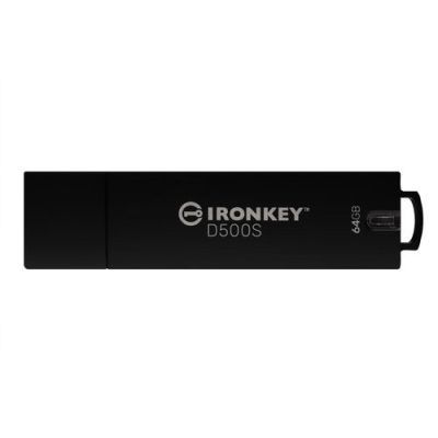 Kingston Technology IronKey D500S, 64 GB, USB Type-A, 3.2 Gen 1 (3.1 Gen 1), 260 MB/s, Dop, Zwart
