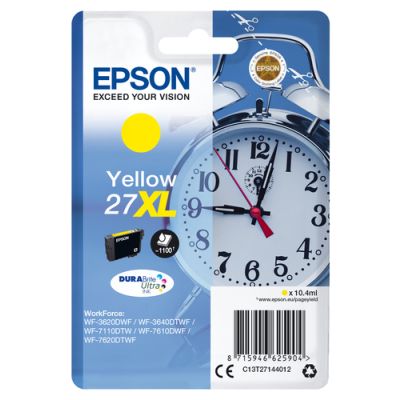 Epson Alarm clock Singlepack Yellow 27XL DURABrite Ultra Ink, Hoog (XL) rendement, Inkt op pigmentba