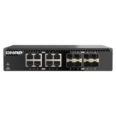 QNAP QSW-3216R-8S8T, Unmanaged, L2, 10G Ethernet (100/1000/10000), Rack-montage
