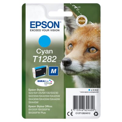 Epson Fox Singlepack Cyan T1282 DURABrite Ultra Ink, 3,5 ml, 260 pagina's, 1 stuk(s)