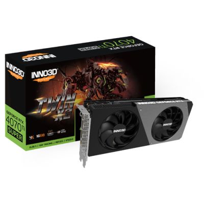 Inno3D GEFORCE RTX 4070 Ti SUPER TWIN X2, GeForce RTX 4070 Ti, 16 GB, GDDR6X, 256 Bit, 7680 x 4320 P