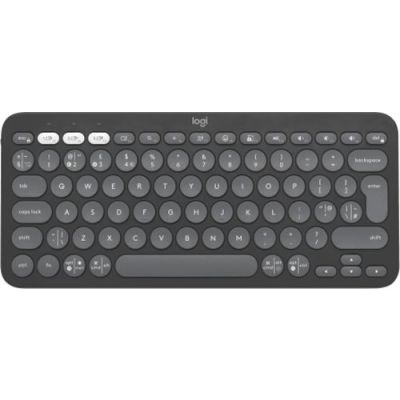 Logitech Pebble Keys 2 K380s, Mini, RF-draadloos + Bluetooth, Schaar-toetsschakelaar, QWERTY, Grafie
