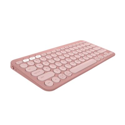 Logitech Pebble Keys 2 K380s, Mini, RF-draadloos + Bluetooth, Schaar-toetsschakelaar, AZERTY, Roze