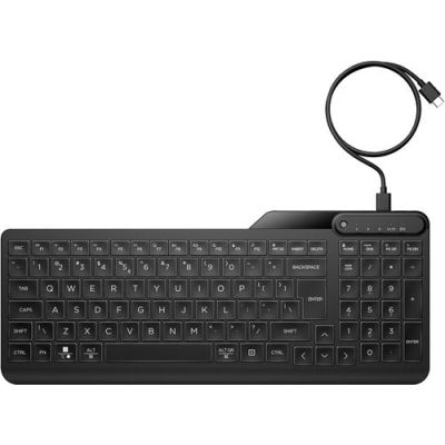 HP 405 Backlit Wired Keyboard, Volledige grootte (100%), USB, Membraan keyswitch, Zwart