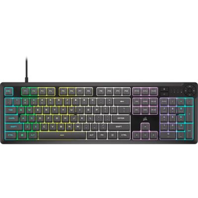 Corsair K55 CORE RGB, Bedraad, USB, Membraan keyswitch, QWERTY, RGB LED, Grijs