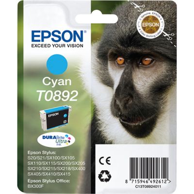 Epson Monkey Singlepack Cyan T0892 DURABrite Ultra Ink, 3,5 ml, 1 stuk(s)