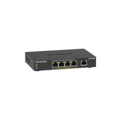 NETGEAR GS305Pv3, Unmanaged, Gigabit Ethernet (10/100/1000), Full duplex, Power over Ethernet (PoE),