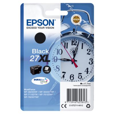 Epson Alarm clock Singlepack Black 27XL DURABrite Ultra Ink, Hoog (XL) rendement, Inkt op pigmentbas