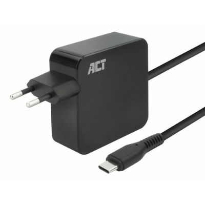 ACT USB-C laptoplader 65W met Power Delivery-profielen, 2 meter, Binnen, AC, 2 m, Zwart
