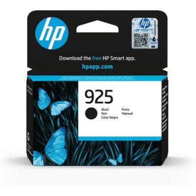 HP 925 Black Original Ink Cartridge, Normaal rendement, Zwart, 1 stuk(s), 500 pagina's, Enkele verpa
