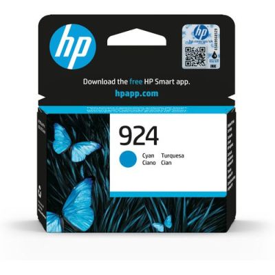 HP 924 originele cyaan inktcartridge, Normaal rendement, Cyaan, 1 stuk(s), 400 pagina's, Enkele verp