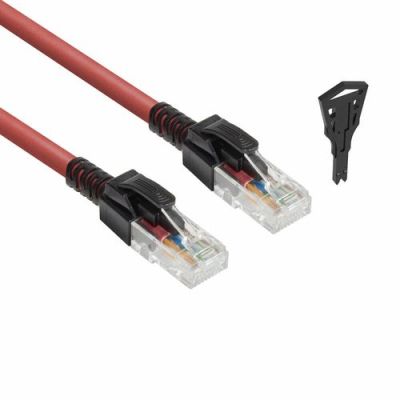 ACT Rode 1 meter U/UTP CAT6A LSZH vergrendelbare patchkabel snagless met RJ45 connectoren, 1 m, Cat6