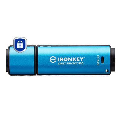Kingston Technology IronKey 512GB USB-C Vault Privacy 50C AES-256 versleuteling, FIPS 197, 512 GB, U