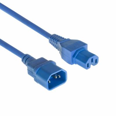 ACT Netsnoer C14 - C15 blauw 5 m, 5 m, C14 stekker, C15 stekker, 250 V, 10 A