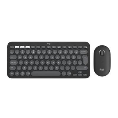 Logitech Pebble 2 Combo, Draadloos, RF-draadloos + Bluetooth, Schaar-toetsschakelaar, QWERTY, Grafie