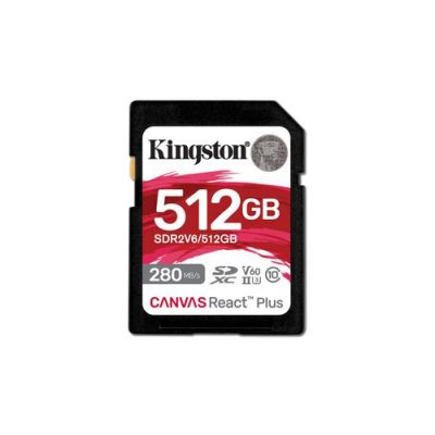 Kingston Technology 512GB Canvas React Plus SDXC UHS-II 280R/150W U3 V60 voor Full HD/4K, 512 GB, SD