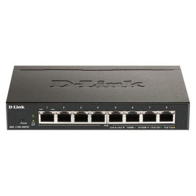 D-Link DGS-1100-08PV2, Managed, L2/L3, Gigabit Ethernet (10/100/1000), Full duplex, Power over Ether