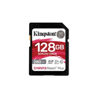 Kingston Technology 128GB Canvas React Plus SDXC UHS-II 280R/100W U3 V60 voor Full HD/4K, 128 GB, SD