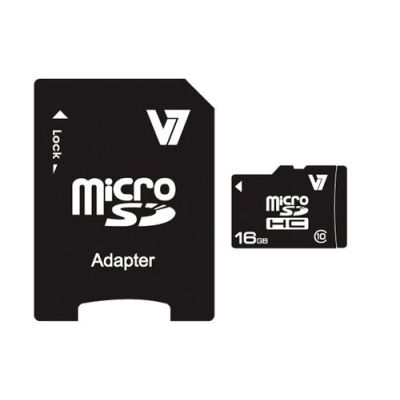 V7 VAMSDH16GCL10R-2E, 16 GB, MicroSDHC, Klasse 10, 20 MB/s, 10 MB/s, Zwart