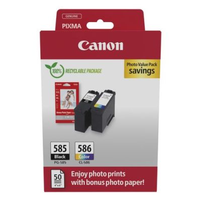 Canon PG-585/CL-586 PVP, Zwart, Cyaan, Magenta, Geel, 2 stuk(s), Photo Value-verpakking