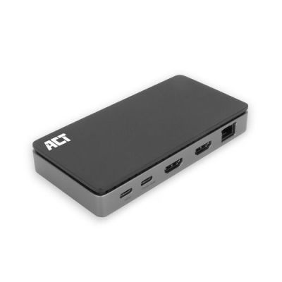 ACT USB-C 4K MST dockingstation voor 2 HDMI-monitoren, Ethernet, USB-C, 3x USB-A, PD passthrough en