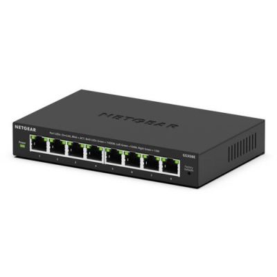 NETGEAR GS308E, Managed, L2/L3, Gigabit Ethernet (10/100/1000), Full duplex, Power over Ethernet (Po