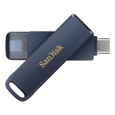 SanDisk iXpand, 256 GB, USB Type-C / Lightning, 3.2 Gen 1 (3.1 Gen 1), 90 MB/s, Draaibaar, Blauw