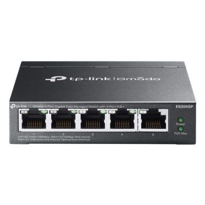 TP-Link Omada ES205G, Managed, Gigabit Ethernet (10/100/1000), Power over Ethernet (PoE), Ophangsyst